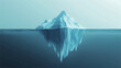 © kai - A digital rendering depicts an iceberg, partially submerged in a body of water. The visible portion of the iceberg is predominantly white with varying shades of blue, suggesting texture and depth.