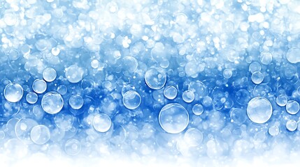 Abstract blue bokeh background with bright circles and lights.