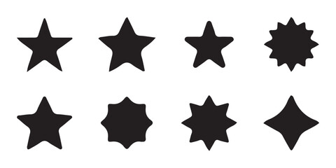 Black star icon vector. Retro futuristic sparkle icons collection. Sparkle symbol collection set. Bright sparkle, star sparkle, shiny flash star. Vector illustration eps 10