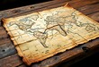 © CamClips - Vintage world map on aged paper with a grunge texture