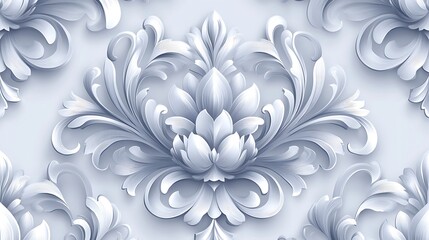 Wall Mural - elegant white floral pattern with intricate swirls, elegant white floral pattern with intricate swir