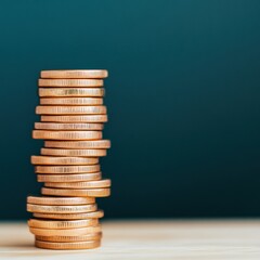 Poster - Ascending Financial Growth Minimalist Gold Coin Stack Visualizing Investment Strategy, Economic Progress, and Wealth Accumulation in 4K Ultra-Crisp Resolution