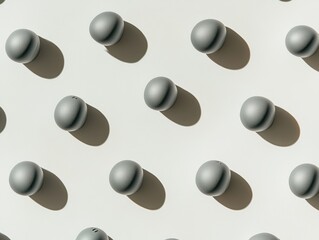 Aufkleber - Minimalist Acoustic Innovation Sleek Gray Wireless Headphones Arranged in Symmetrical Grid - Next-Gen Audio Technology for Immersive Digital Lifestyle
