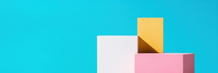 Poster - Minimalist Achievement Visualization Contemporary Success Podium with Vibrant Color Blocking - Inspirational Business Branding and Design Innovation