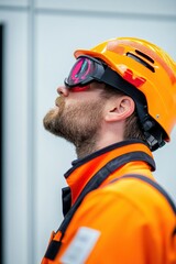 Poster - Augmented Safety Meets Industrial Precision Next-Gen Construction Worker in High-Visibility Gear Embodying Workplace Innovation and Technological Resilience