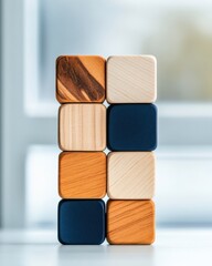 Aufkleber - Minimalist Strategic Planning Organic Wooden Blocks Embodying Design Thinking, Innovation Methodology and Creative Problem-Solving for Modern Business Dynamics