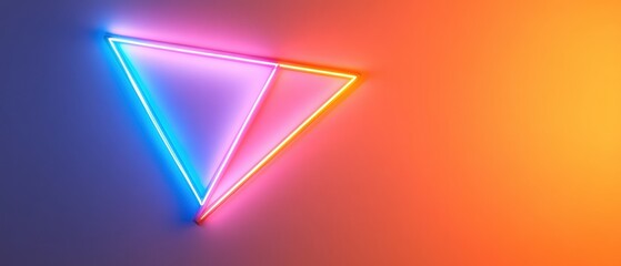 Poster - Vibrant Neon Geometric Visualization Minimalist Digital Gradient Triangle Illuminating Innovative Design Trends in Tech, Marketing, and Creative Branding