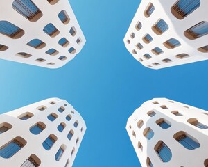 Leinwandbilder - Architectural Minimalism Meets Risk Analytics Dynamic Geometric Facades Visualizing Investment Complexity in Futuristic Urban Design Perspective