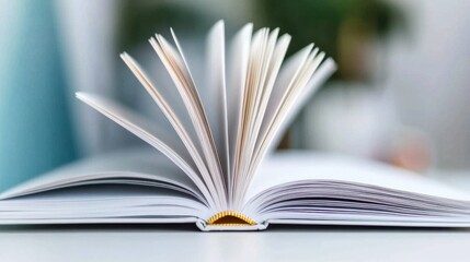 Aufkleber - Minimalist Knowledge Flow Elegant Open Book Revealing Soft-Focus Digital Workspace - Creative Learning and Productivity Inspiration for Modern Professionals