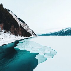 Aufkleber - Climate Resilience Visualization Fractured Glacial Ice Landscape Revealing Turquoise Waters - Emerging Environmental Narrative in Ultra-High Definition