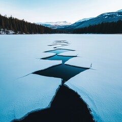 Aufkleber - Climate Resilience Visualized Fractured Ice Landscape Revealing Environmental Transformation in High-Alpine Terrain - Sustainable Visual Storytelling for Global Change Narratives