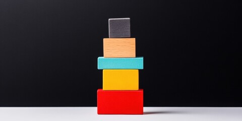 Aufkleber - Minimalist Corporate Hierarchy Visualization Geometric Stacked Blocks Representing Organizational Structure, Leadership Dynamics, and Strategic Workflow Innovation