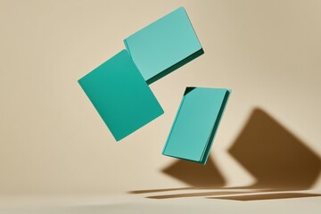 Poster - Minimalist Turquoise Branding Mockup Dynamic Float Design for Modern Marketing Collateral - Sleek Business Identity and Creative Presentation Solution
