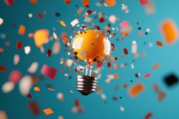 Fototapete - Dynamic Creative Innovation Explosive Lightbulb Visualization Sparking Breakthrough Ideation for Digital Transformation and Next-Gen Business Strategy