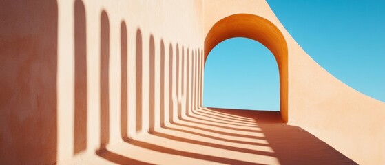 Poster - Minimalist Architectural Portal Sunlit Mediterranean Archway Exploring Liminal Spaces - Wellness Design, Digital Meditation and Mindful Spatial Aesthetics