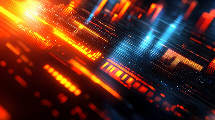 Abstract digital network with vibrant glowing lines