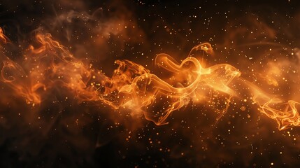 Wall Mural - abstract background of orange smoke and sparkling lights.
