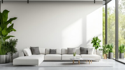 Wall Mural - a smart home climate control system, modern living room with automated temperature and air quality m