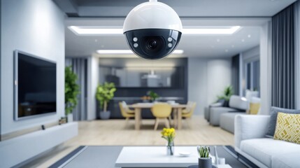 Wall Mural - a smart home security system, modern house with ai-powered surveillance cameras, home-tech style