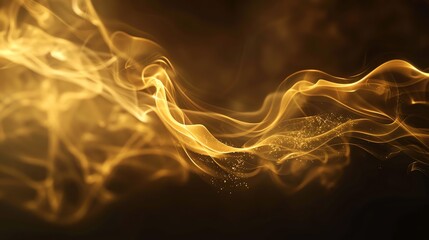 Wall Mural - abstract image of swirling, golden smoke against a dark brown background.