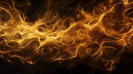 Wall Mural - abstract glowing gold particles swirling on a black background.