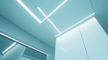 Wall Mural - a smart lighting system for offices, modern office with smart lighting adjusting brightness and colo
