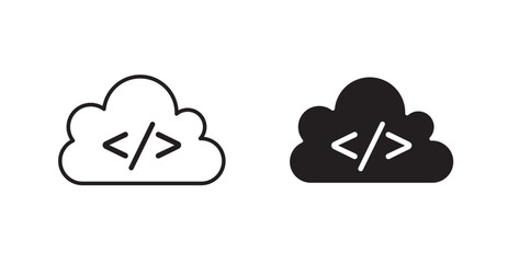 Cloud code line icon vector set.