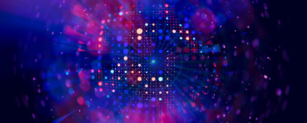 Wall Mural - abstract macro of quantum computing qubit cell. subatomic patterns of cyber ai intelligence. futuris