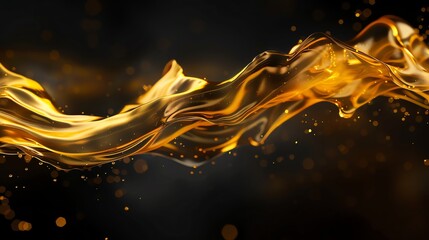Wall Mural - an abstract image of a flowing golden liquid with light reflections.