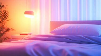 Wall Mural - a smart sleep system, bedroom with smart mattress adjusting based on sleep quality, health-tech styl