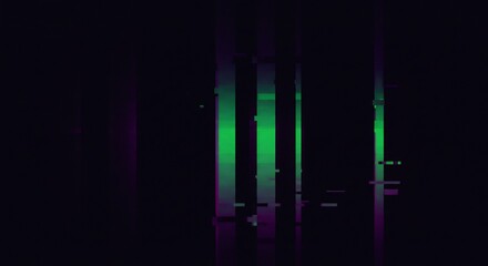 Dark Forest Glows Vivid Green Purple Light. AI Generated
