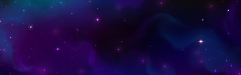 Wall Mural - midnight sky background with shimmering stars. vector realistic illustration of dark blue space with