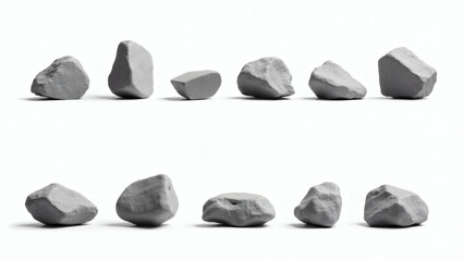 Leinwandbilder - a collection of various stones artfully arranged in two rows, highlighting their unique shapes and textures