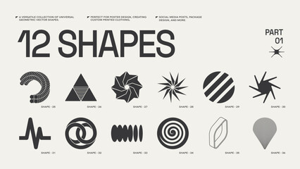 Wall Mural - universal trendy geometric shapes set , bright bold elements composition. design forms perfect for p