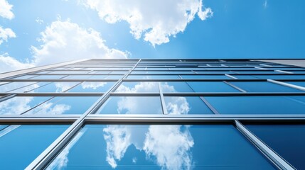 Wall Mural - a smart window tinting system, office building with windows adjusting tint based on sunlight, home-t