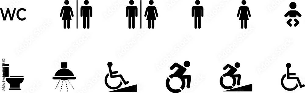 Ilustración de Stock Toilet icon. WC sign. Printable sticker of toilet ...