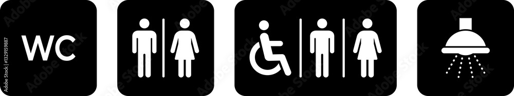 Toilet icon. WC sign. Printable sticker of toilet symbol sign with ...