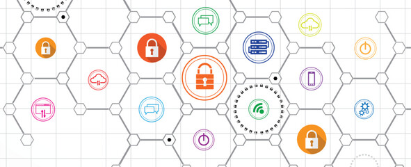 Cyber security. Lock on shield