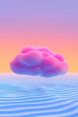 Fototapete - a pink cloud floating in the ocean