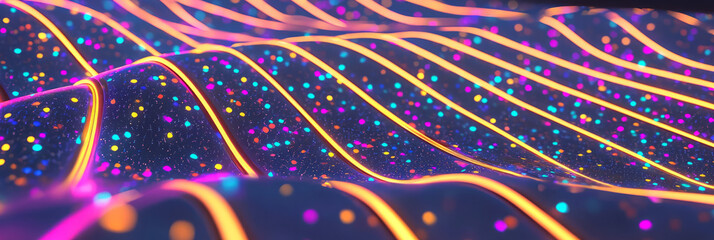 Fototapete - a neon wave with a black background