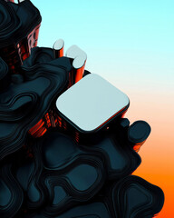 Fototapete - a black and white abstract background with a blue sky