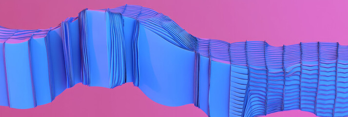 Poster - a blue and pink abstract background with a wavy wave pattern