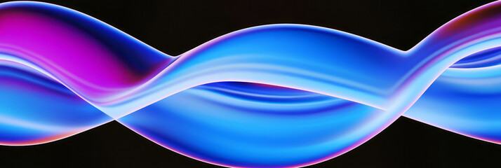 Fototapete - a blue and pink wave on a black background