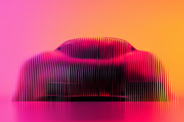 Fototapete - a pink and yellow background with a black hat