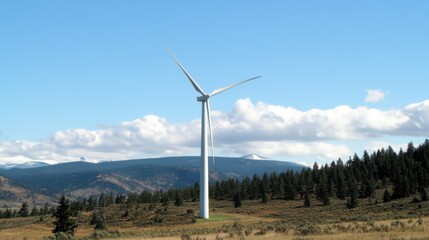 Wall Mural - an advanced wind turbine, countryside with large wind turbines generating clean energy, green tech s