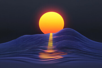 Poster - a sun rising over a wave of water