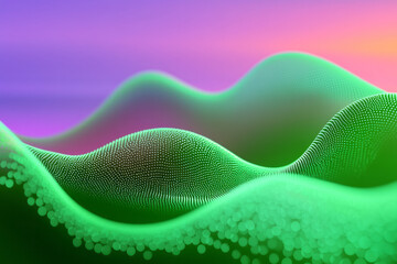 Aufkleber - a green wave with a pink background
