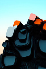Aufkleber - a black and orange abstract background with a blue sky