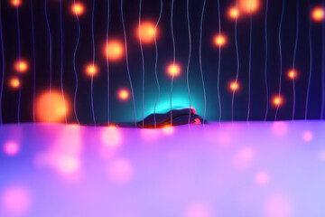 Fototapete - a car is driving through a tunnel with lights