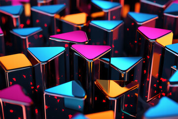 Fototapete - a bunch of colorful cubes with a lot of red and blue cubes